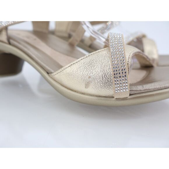 Naot Innovate Sandal Women Size 41 EU 10 US Gold Leather Block Heel Rhinestones - Picture 3 of 12